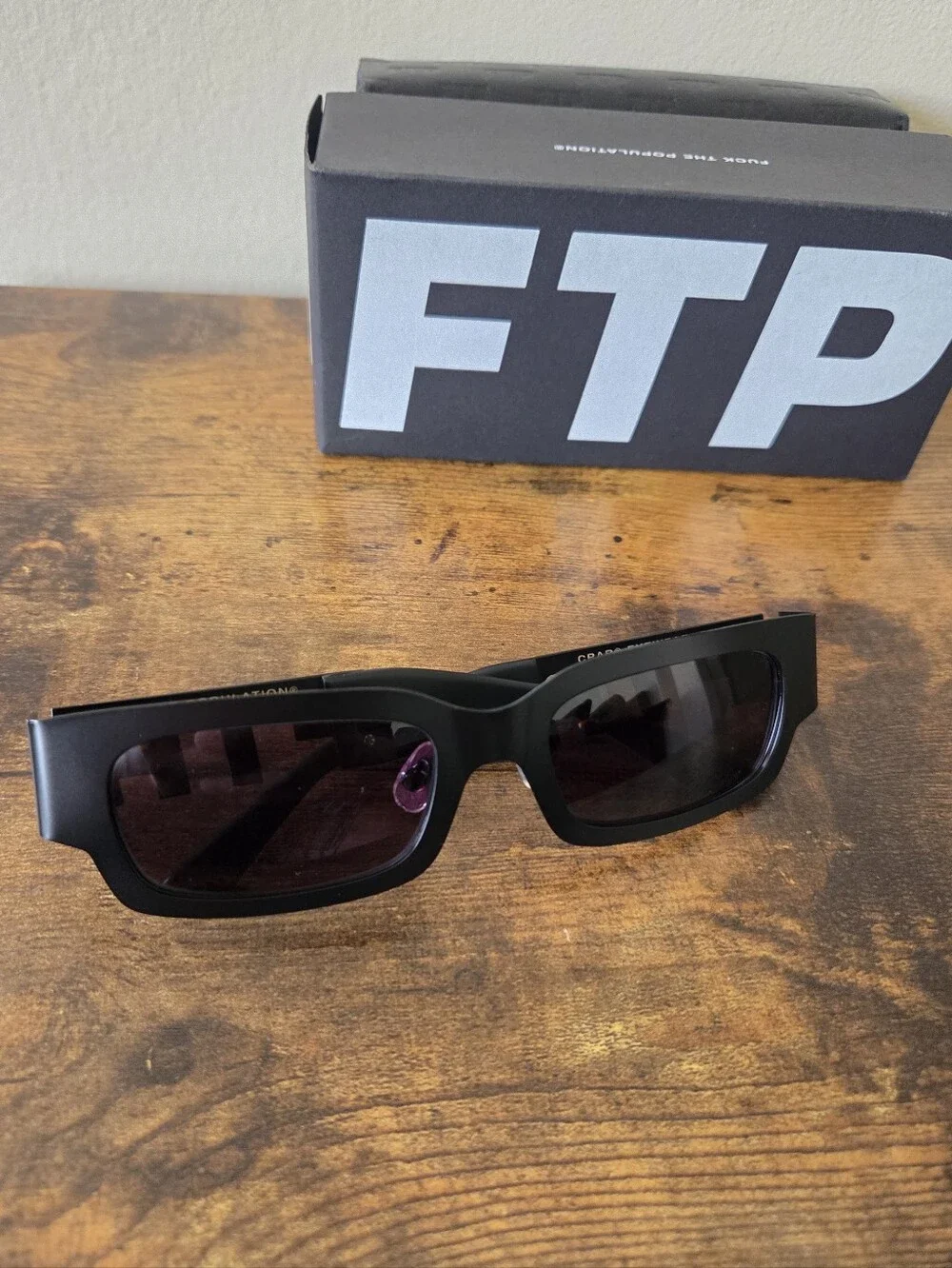 FTP x Crap Eyewear Square Black Steel Sunglasses